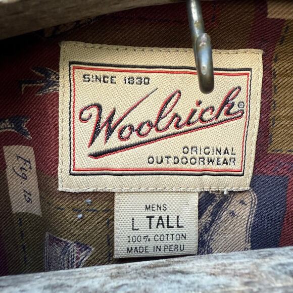 Vintage Woolrich Rustic Fisherman Fly Fishing Long Sleeve Shirt LARGE TALL READ - Picture 7 of 8